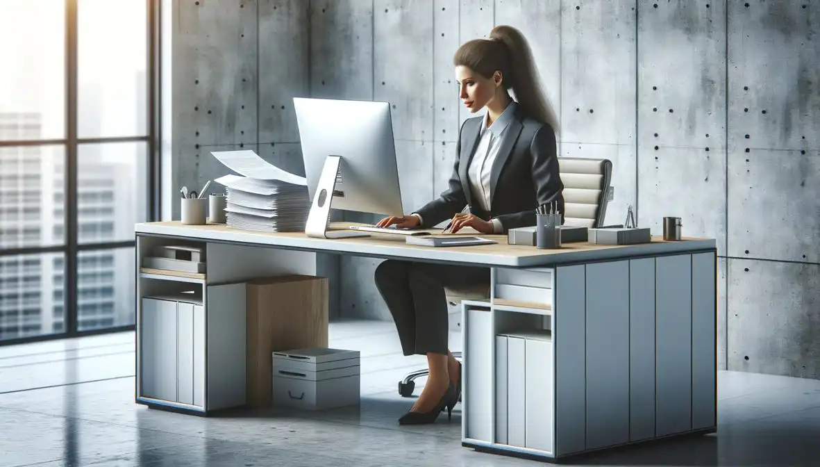 Geschäftsmann analysiert Dokumente am Schreibtisch im modernen Büro